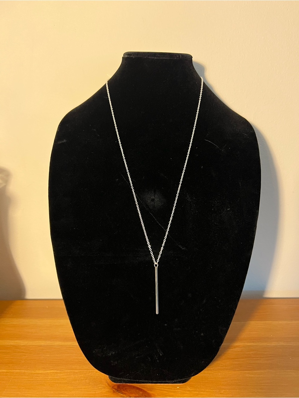 Minimalist Silver Bar Pendant Necklace